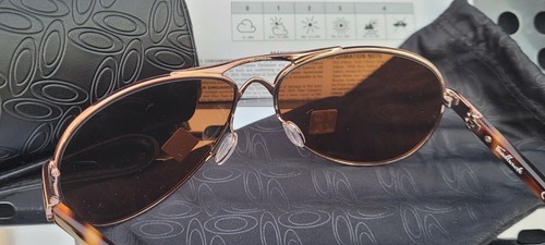 Pre-owned Oakley Feedback Sunglasses 4079- 3159 Rose Gold W/ Prizm Tungsten Polarized
