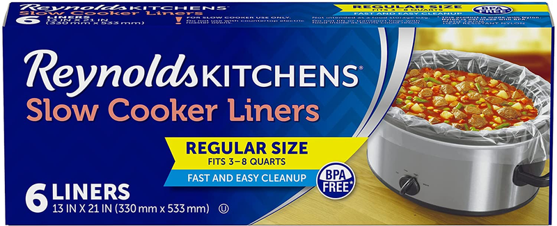 Kitchens Slow Cooker Liners, Regular (Fits 3-8 Quarts), 6 Co