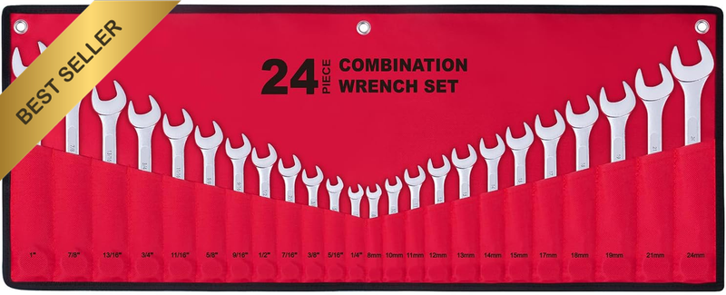 Wrench Set 24-Piece Master Combination Roll-Up Pouch SAE Metric