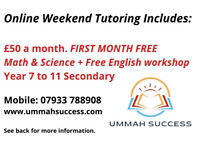 Online Weekend Classes Math, Science and Free English workshop