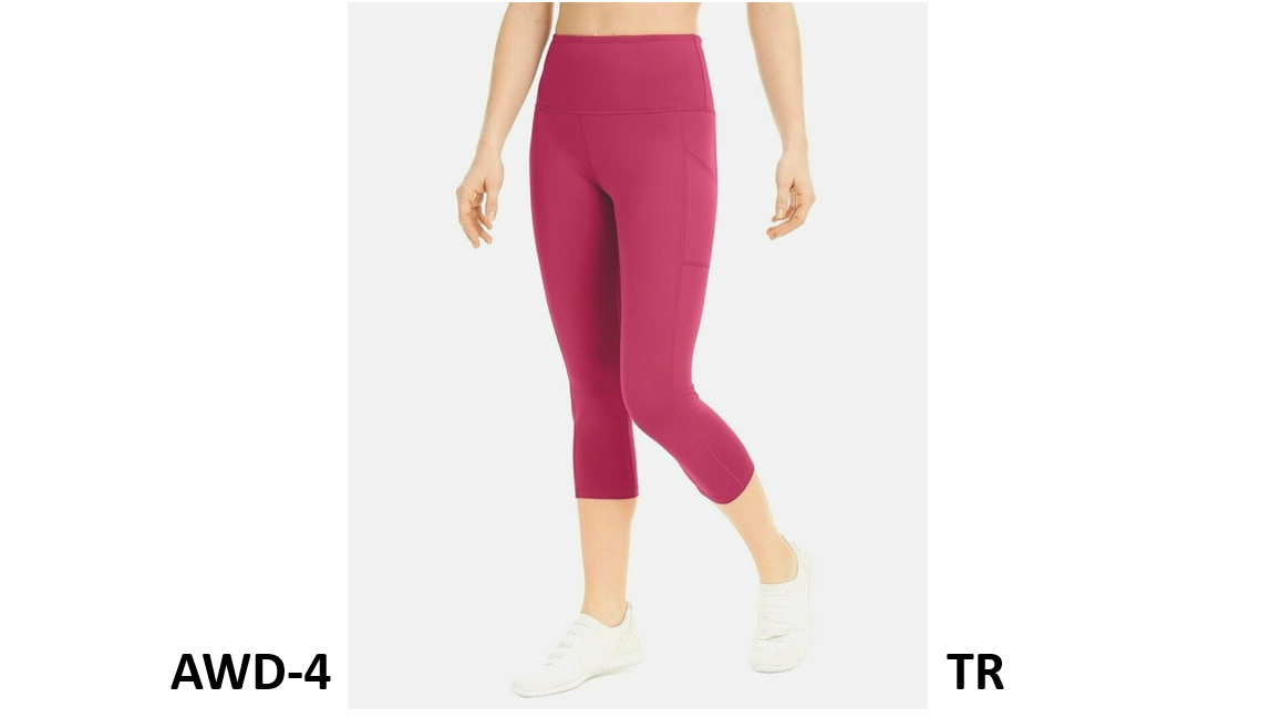 Id Ideology Women' Compression High-Rise Side-Pocket Cropped Leggings, Purple,XS