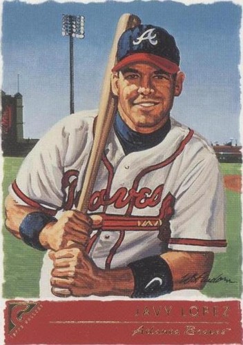 1997 Topps Gallery Al Martin Javy Lopez ( pictured on front) #129