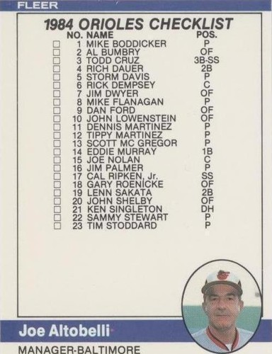 1984 Fleer - Joe Altobelli #647