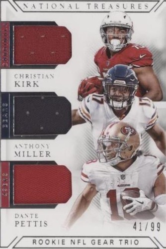2018 Panini National Treasures Anthony Miller Christian Kirk Dante Pettis #GTM-8
