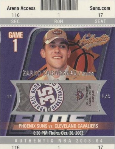 2003-04 Fleer Authentix - Zarko Cabarkapa #116