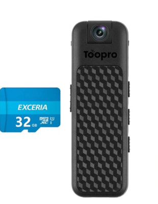 TooPro M1 1080P Ultra Small Body Camera with 180 Rotation Lens, Mini Clip Infrar