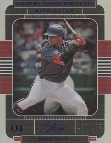スポーツ選手 JUAN SOTO / RONALD ACUNA JR. DUAL AUTO RONALD ACUNA/JUAN SOTO 2023 THREE AND TWO ENCASED DUAL