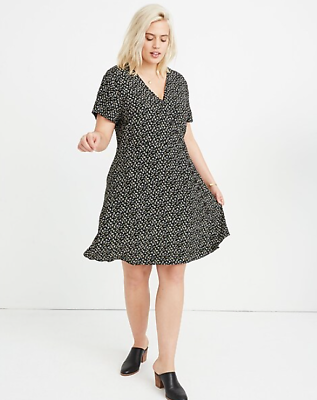 Madewell Women Black Floral Button Wrap Dress in Playground Posies Dress Size 20