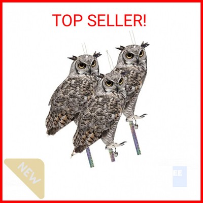 Fake Owl Decoy to Scare Birds, 3 Pack Fake Owl Hanging Effective Bird Control De