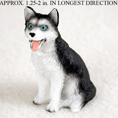 Husky Mini Hand Painted Figurine Black/White Blue Eyed