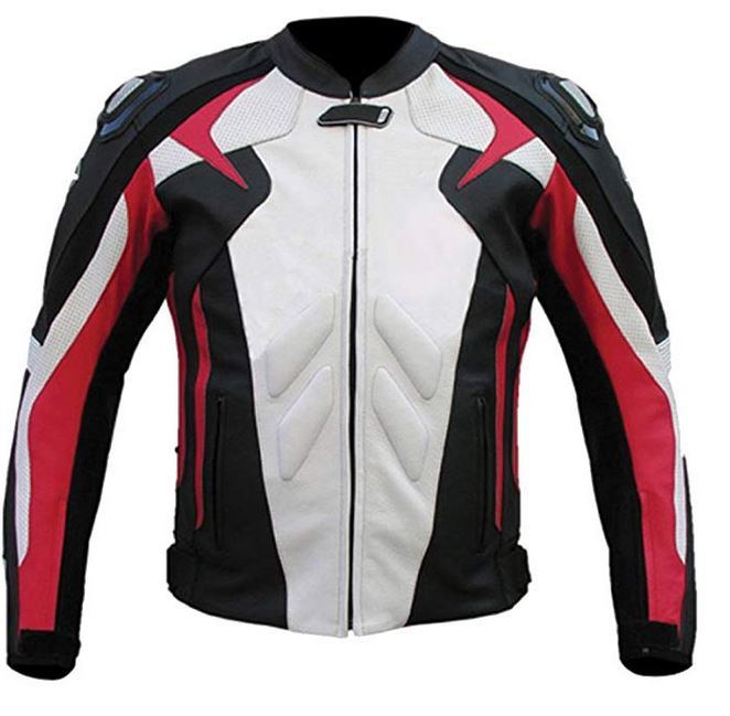 Pre-owned Classyak Men's Genuine Leather Red N White Motorbike Jacket