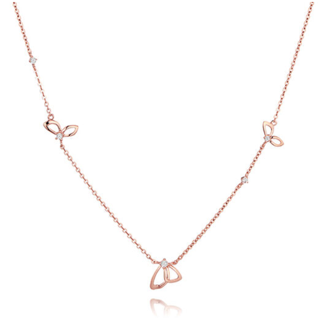 ◆STONEHENgE◆ Love Duet 14K Necklace SA25A79U StoneHenge 14K Necklace F0164 Love Duet Rose Gold Cubic