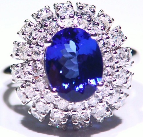 5.55CT 14K Gold Natural Tanzanite Diamond Vintage AAA Wedding Engagement Ring