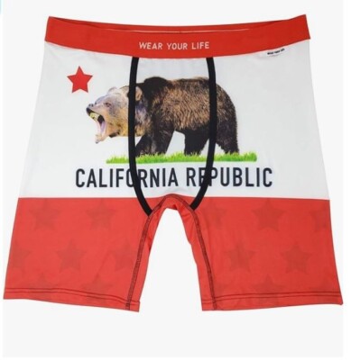 Wear Your Life by PSD Mens Boxer Briefs California Republic Bear sz LARGE , NEW