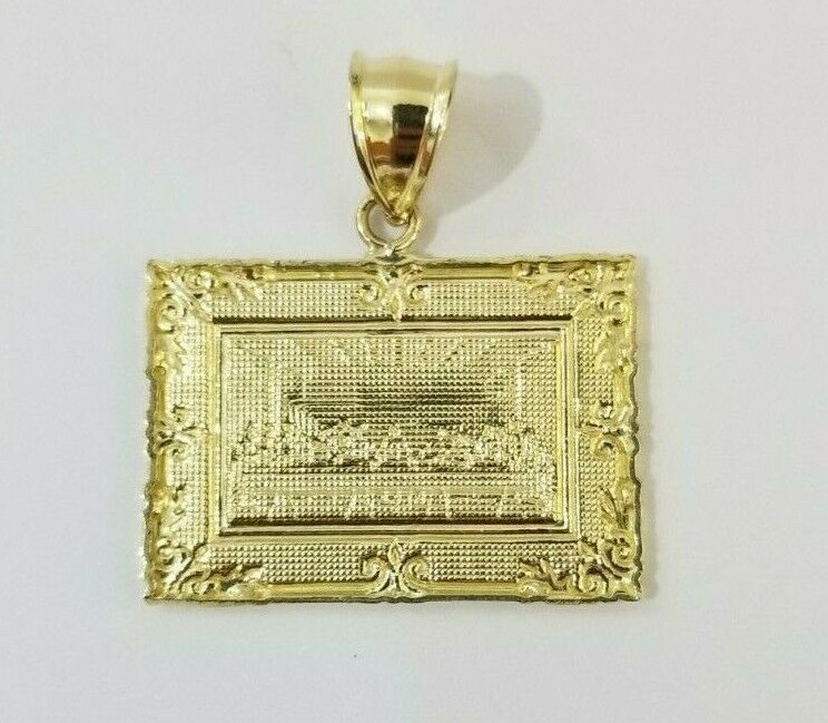 Pre-owned My Elite Jeweler Real 10k Yellow Gold Rope Chain Last Supper Charm Pendant Set 3mm Necklace 18-28