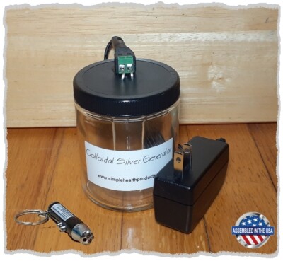 Colloidal Silver Generator 99.99% Silver, Simple Health Products 8oz jar BLK