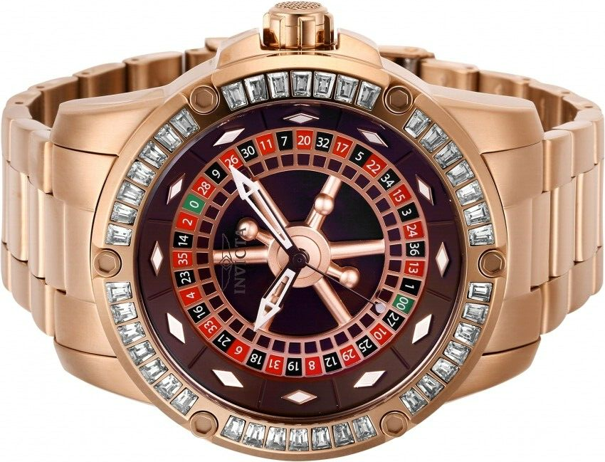Pre-owned Invicta Specialty Casino Roulette Dial Auto Rose Gold Men Crsytal Watch 28714