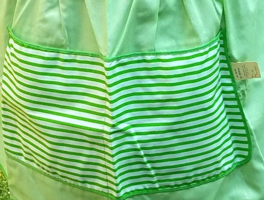 Vintage Light Green With Striped Pocket Apron