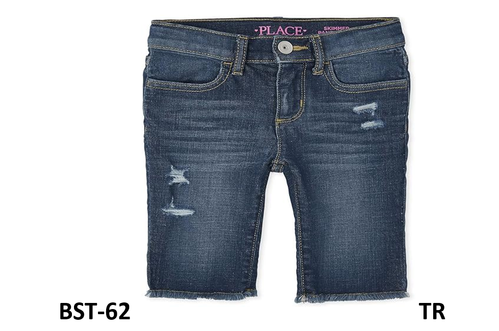 The Children's Place Girls' Plus Destroyed Denim Skimmer Shorts, Brooke WASH, 4P