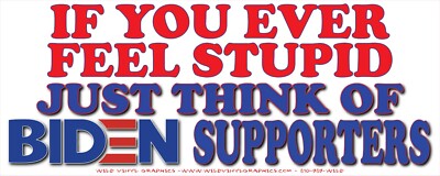 IF YOU EVER FEEL STUPID THINK OF BIDEN SUPPORTERS WVPO-00672 10X4 COLOR STICKER