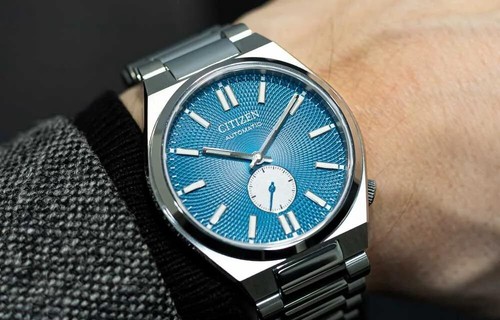 Pre-owned Citizen Automatic Tsuyosa Watch Nk5010-51l Sapphire Silver Tone Teal Dial