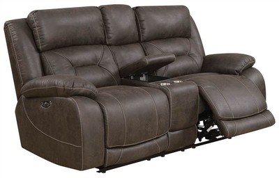 Power Recliner Loveseat in Saddle Brown [ID 3740966]