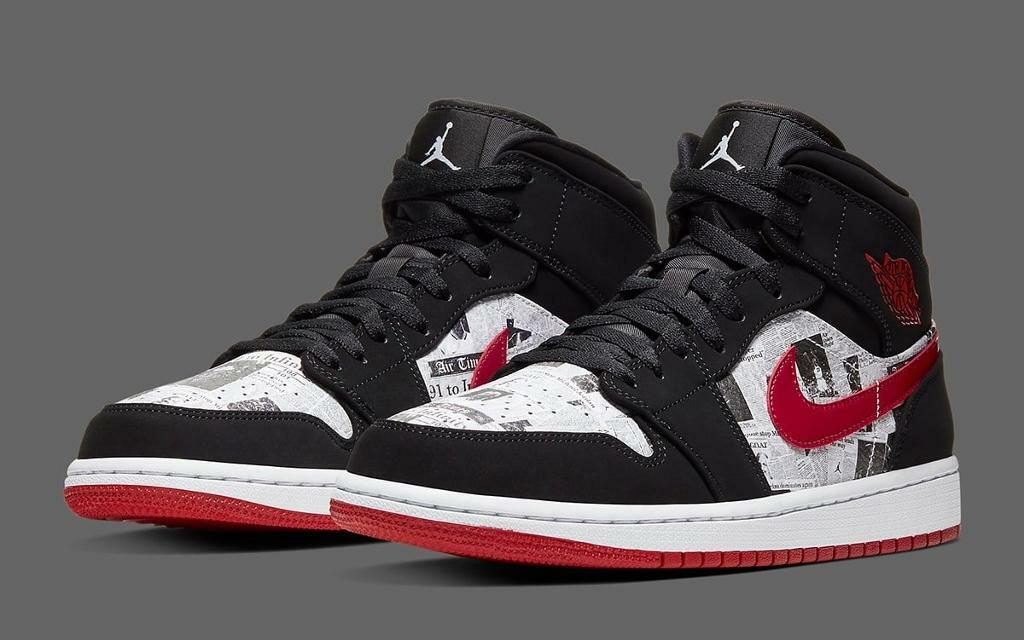 Air Jordan 1 Mid SE Newspaper Air Times Limited Edition Size 8 BRAND NEW in box & Receipt to 