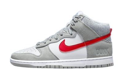 Nike Dunk Hi SE Lt Smoke Grey/Gym Red-White для больших детей (DH9750 001)