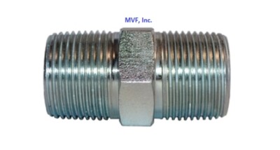 1/4'' x 1/4'' Male NPT Hex Nipple Plated Steel Hydraulic Adapter New 5404-04-04