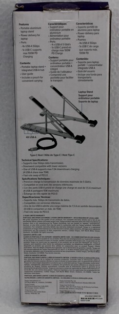 Portable Targus Laptop Stand + Integrated USB-A Hub Model Number: AWU100205GL