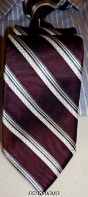 NEW $145 men ALTEA SILK TIE Made in ITALY 3'' BROWN GREY CREAM STRIPES a44