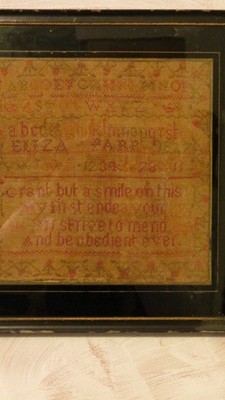 Antique Primitive ABC Sampler 1827 Strawberry Vines American English Immigrant