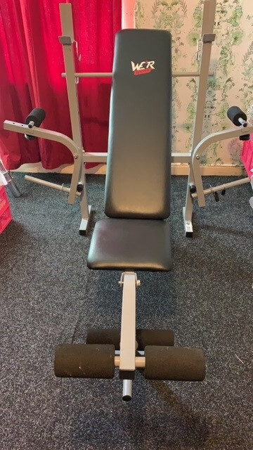 We R Sports Folding Bench With Rack 3 Incline Positions In