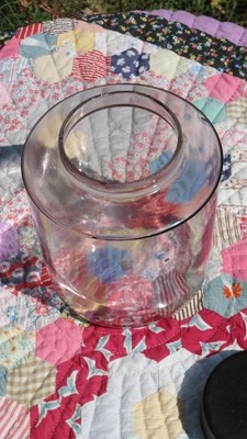 Antique Early Century Apothecary Clear Bubble Glass Jar Tin Lid