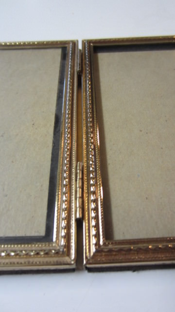 Vintage Metal Triple 5 in. x 3 1/2 in. Picture Frame, Gold Tone