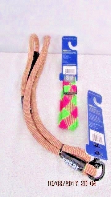 COLLAR & LEASH  2 PC SET   CESAR MILLIAN   SIZE LARGE    COLOR PINK/LIME