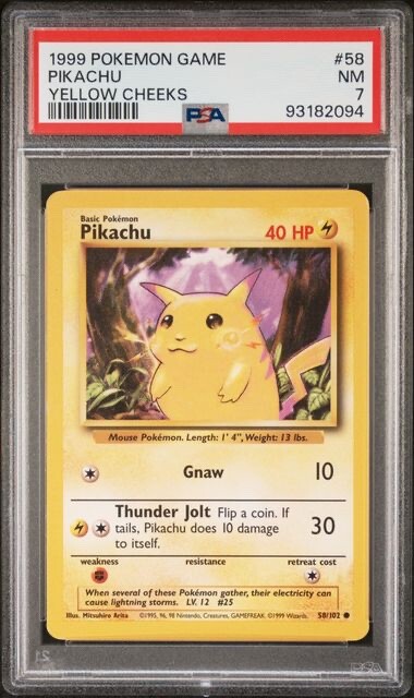 【psa9】ピカチュウ pikachu 英語版　yellow cheeks Pokemon PIKACHU 58/102 Yellow Cheeks Base Set - Unlimited