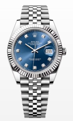 Pre-owned Rolex Datejust 126334 2024 Complete Jubilee Blue Diamond Dial Men Watch 41mm