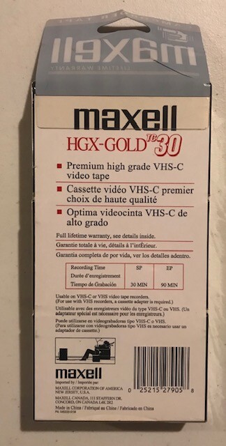 New Maxwell 3 Pack VHS C TC-30 HGX Gold Tapes Camcorder Video Cassette Premium