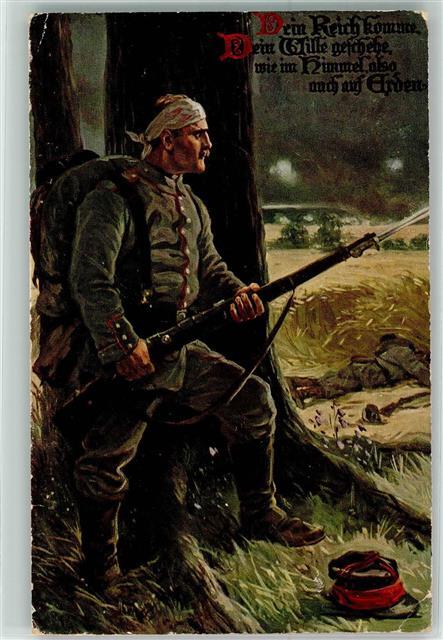 39418067 - Serie Das Vaterunser Bild 2 Soldat Gewehr Fuer Vaterland Und Recht