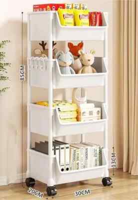 Multi-Layer Bookshelf Storage Trolley Mobile Kitchen Organizer Cart With Wheels