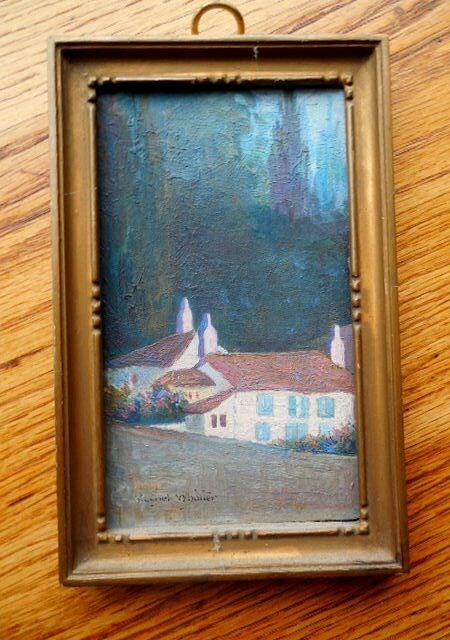 LITTLE GEM Arts & Crafts Style Painting Signed Rachel Whittier Foster Bros Frame