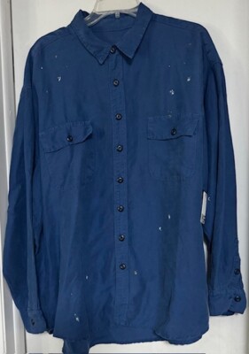 WOW! New Tags NSF brand Navy paint splatter button front top oversized sm $295