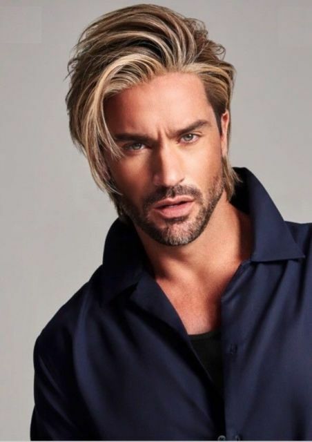 100 Human Hair Handsome Men S Classic Mixed Light Blonde Short