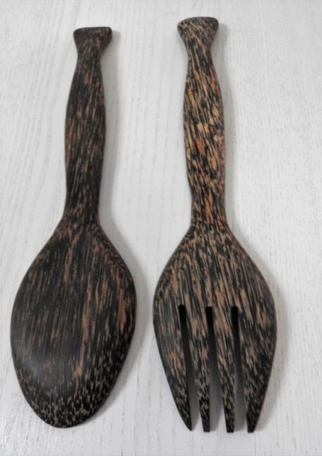 Salad Servers Coconut Palm Wood New