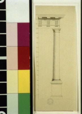 Roman Doric entablature,column on pedestal. Elevation study,Architecture,c1800