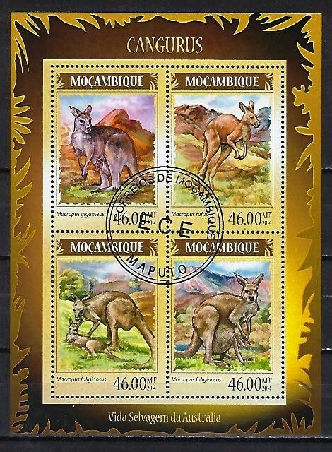 Animaux Kangourous Mozambique 2014 (428) Yvert NÂ° 6099 Ã  6102 OblitÃ©RÃ©S Used