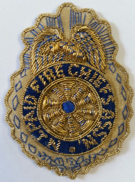 New Jersey PAID Fire Chiefs Assn. 3" Bullion Emblem Patch Metallic Silk & Satin