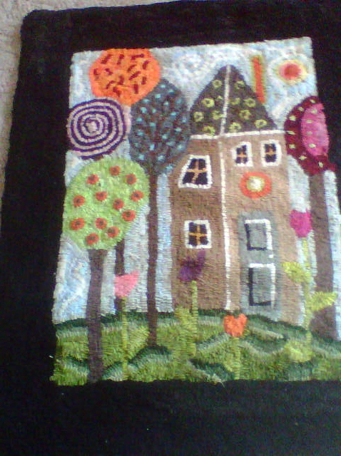 RUG HOOKING CRAFT PAPER PATTERN Blue Tulips FOLK ART ABSTRACT Karla Gerard