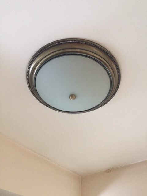 Endon Atlas 2 Light Flush Ceiling Light Antique Brass Etched Glass